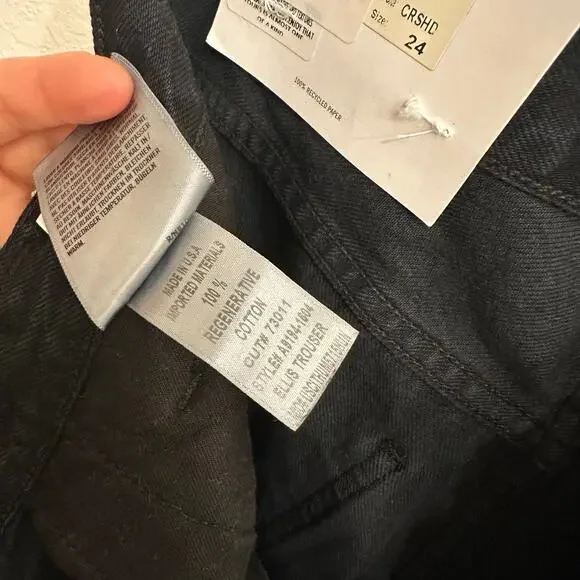 NWT Agolde Ellis Wide Leg Jeans in Crushed Black Size 24 - Picture 6 of 10